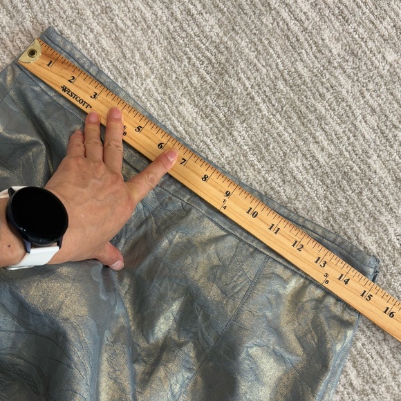 Charles Nolan Floral Jacquard Gold Metallic Coated A-Line Pleated Skirt Size 4 - Picture 9 of 12